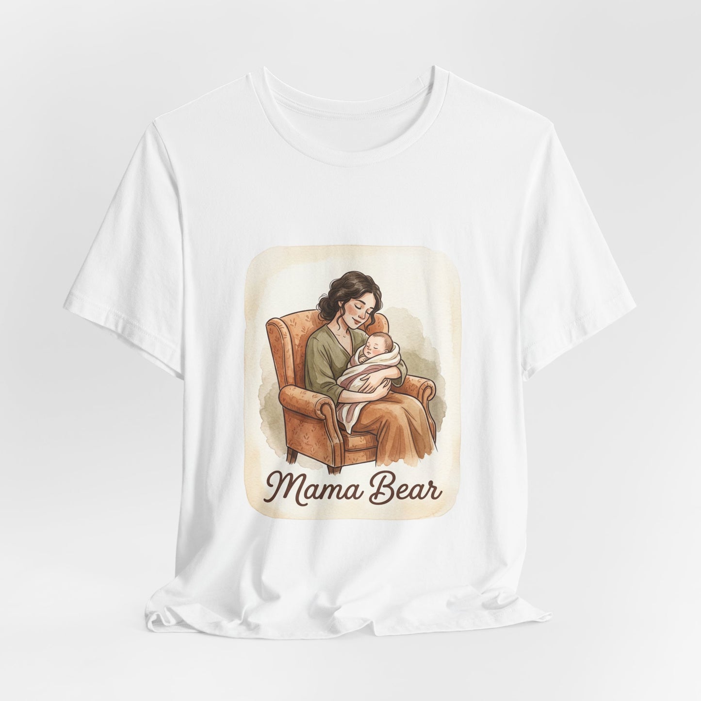 Mama Bear T-Shirt – Vintage Mom & Baby Illustration Tee ("Mama Bear" with Quote)
