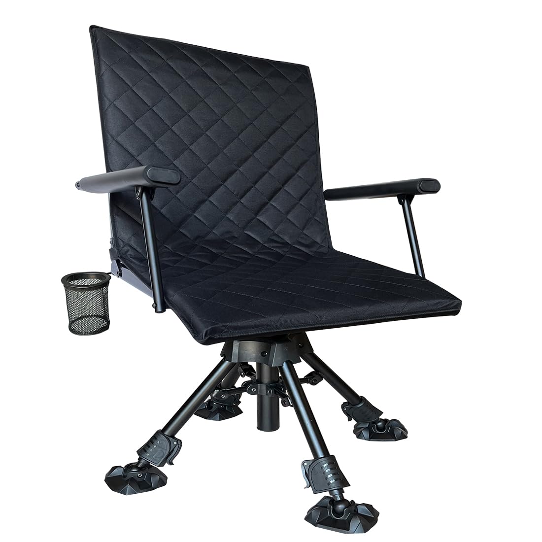 CROSS MARS Upgraded Widen Silent Swivel Stable Portable Ground Folding Outdoor Camping Fishing Hunting Blind Chair Seat with Cover 4 Legs Adjustable Height