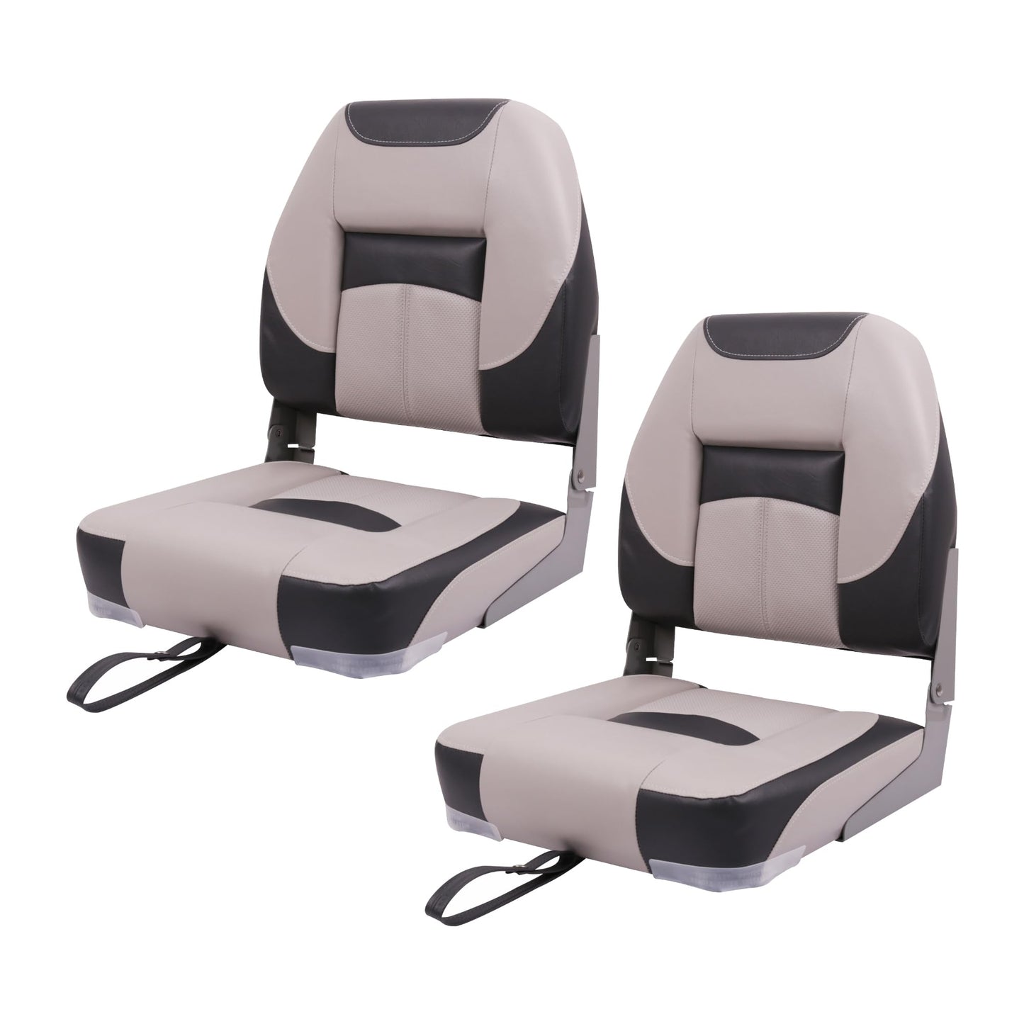 Sportech Deluxe Low Back Boat Seat Fold-Down Fishing Boat Seat Grey/Charcoal (2 Seats)