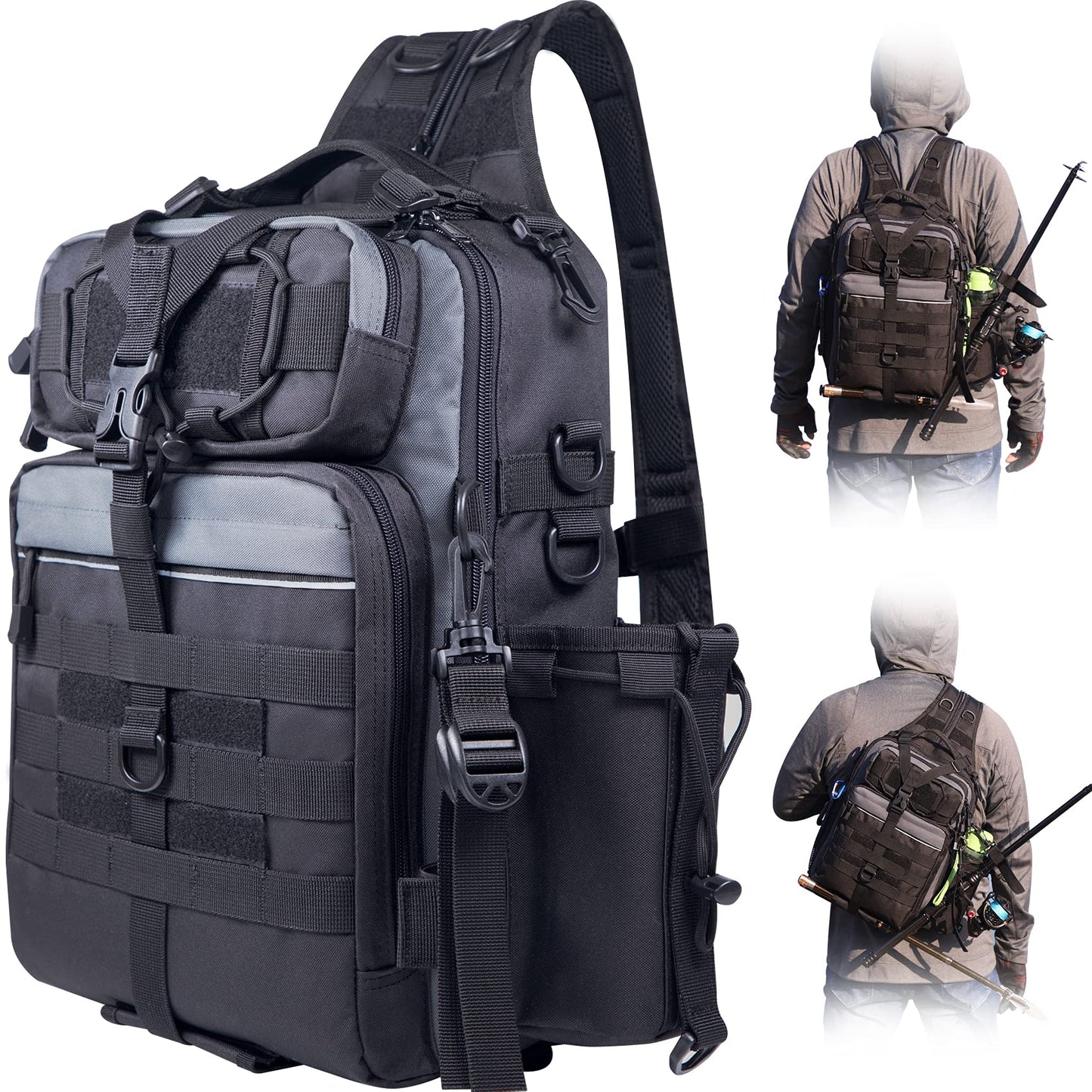 Fishing Tackle Backpack with Rod Holder – Waterproof Gear Bag