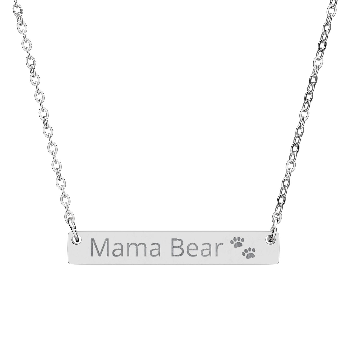 Engraved Horizontal Bar Necklace — Personalized Mama Nameplate Pendant