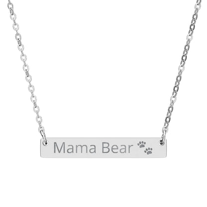 Engraved Horizontal Bar Necklace — Personalized Mama Nameplate Pendant