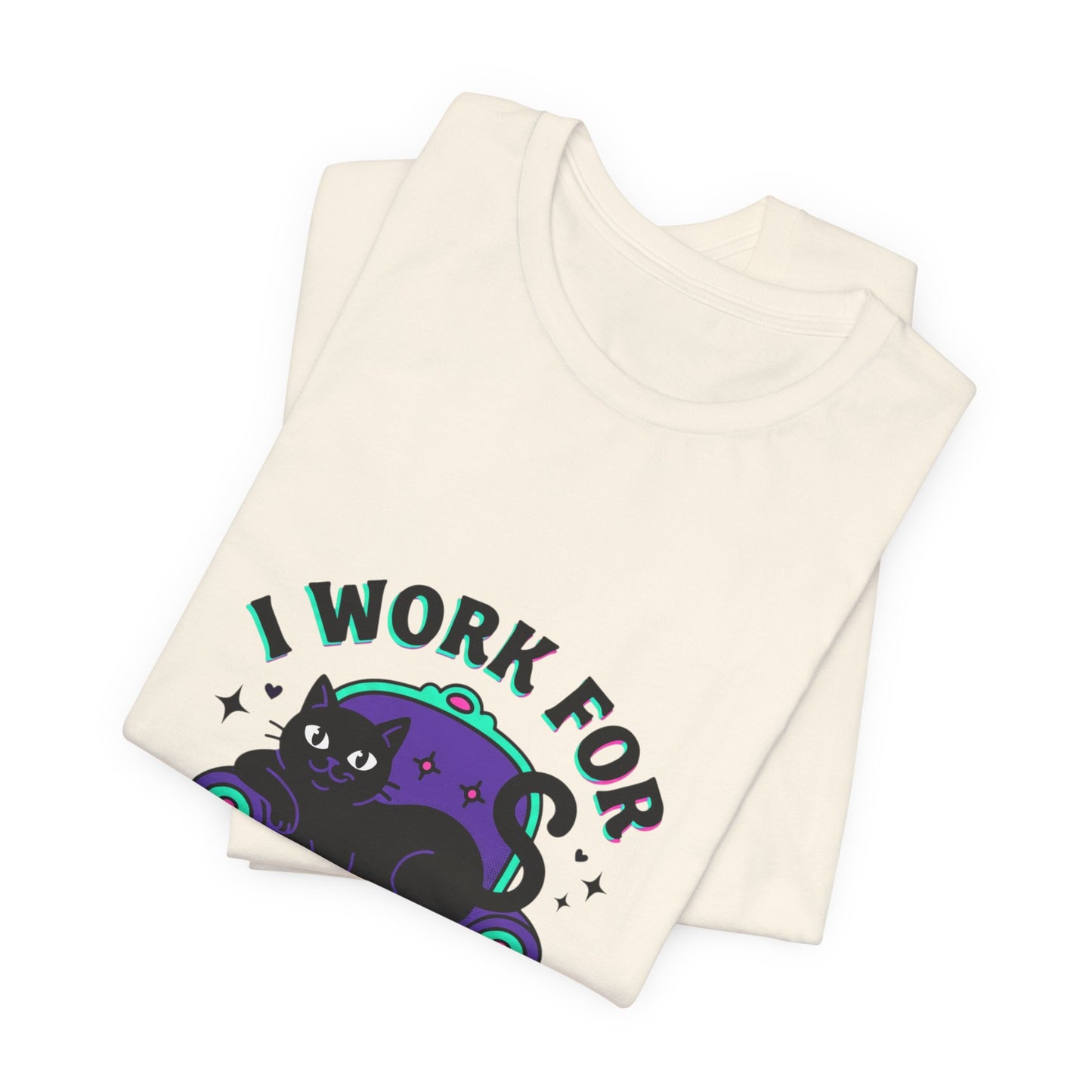I Work For My Cat T-Shirt | funny cat shirt, black cat, meme cat