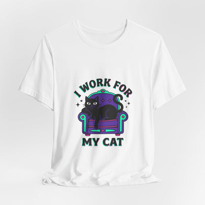 I Work For My Cat T-Shirt | funny cat shirt, black cat, meme cat