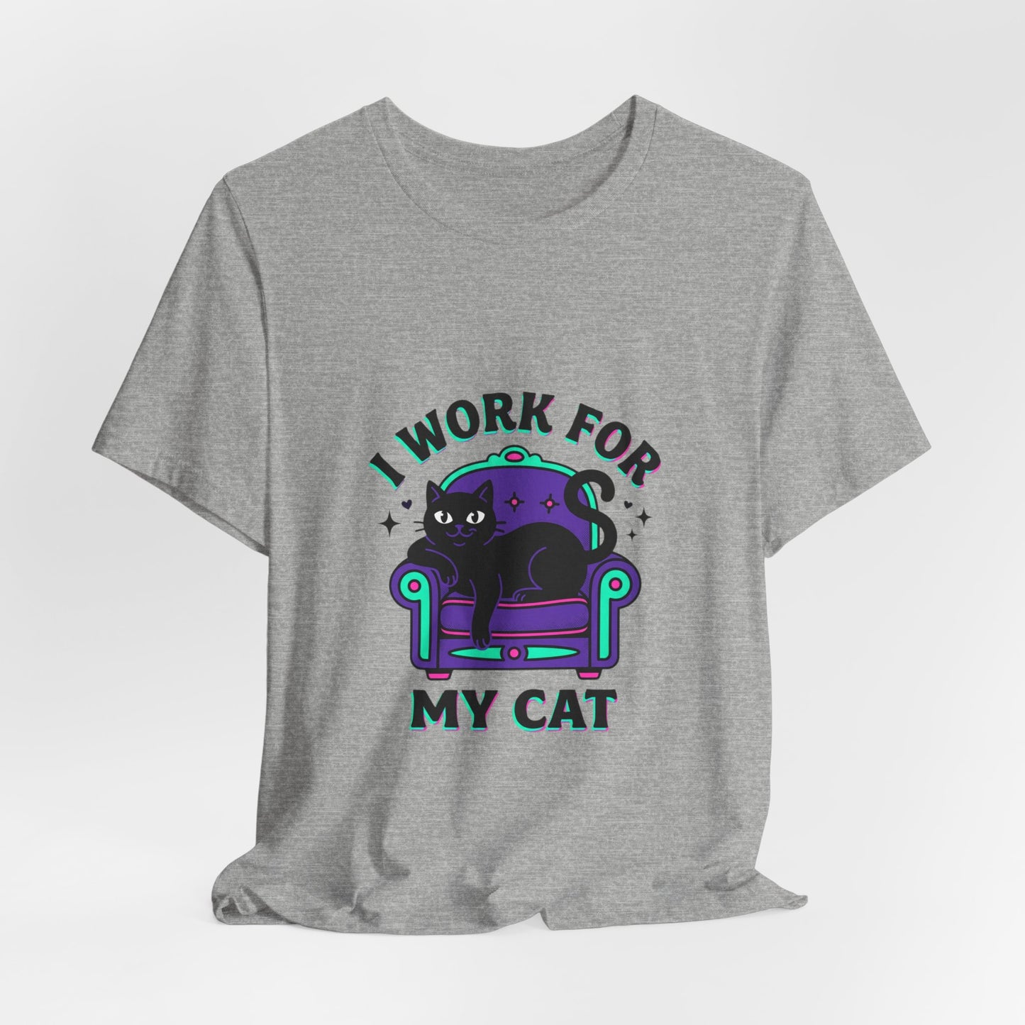 I Work For My Cat T-Shirt | funny cat shirt, black cat, meme cat
