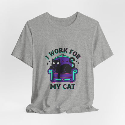 I Work For My Cat T-Shirt | funny cat shirt, black cat, meme cat