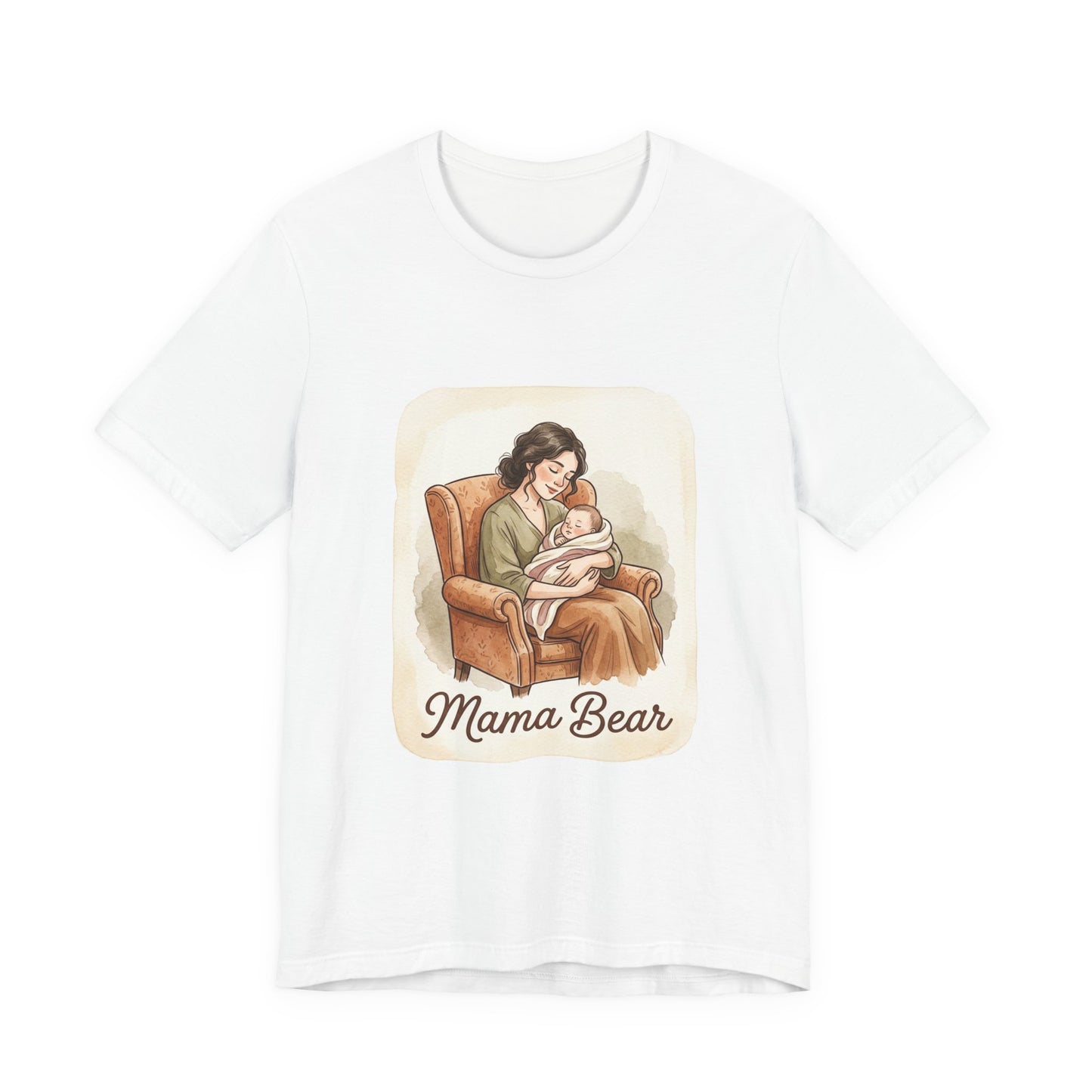 Mama Bear T-Shirt – Vintage Mom & Baby Illustration Tee ("Mama Bear" with Quote)