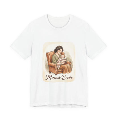 Mama Bear T-Shirt – Vintage Mom & Baby Illustration Tee ("Mama Bear" with Quote)