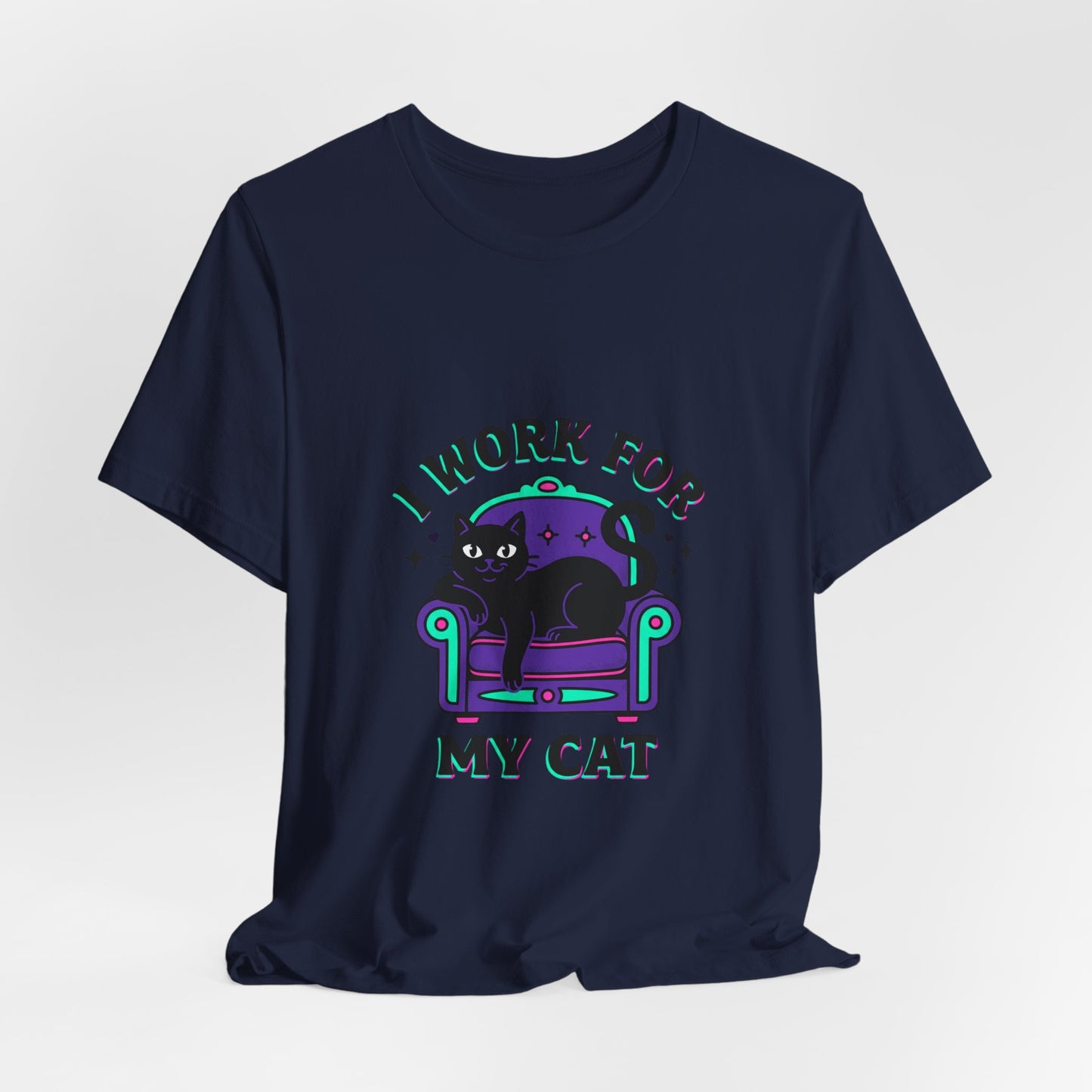 I Work For My Cat T-Shirt | funny cat shirt, black cat, meme cat