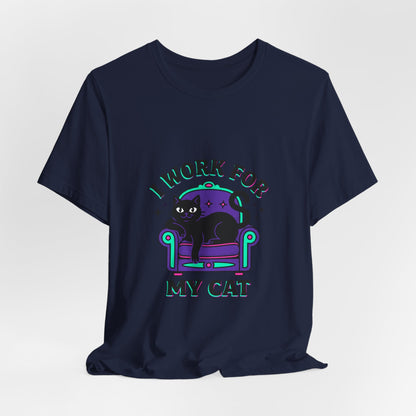 I Work For My Cat T-Shirt | funny cat shirt, black cat, meme cat