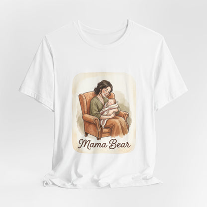 Mama Bear T-Shirt – Vintage Mom & Baby Illustration Tee ("Mama Bear" with Quote)