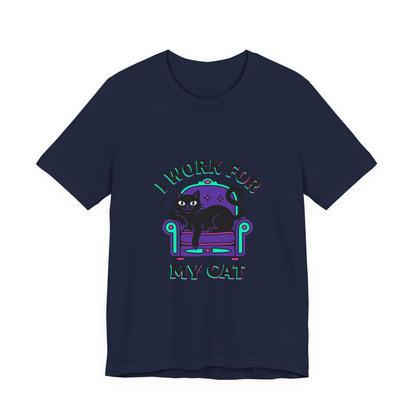 I Work For My Cat T-Shirt | funny cat shirt, black cat, meme cat
