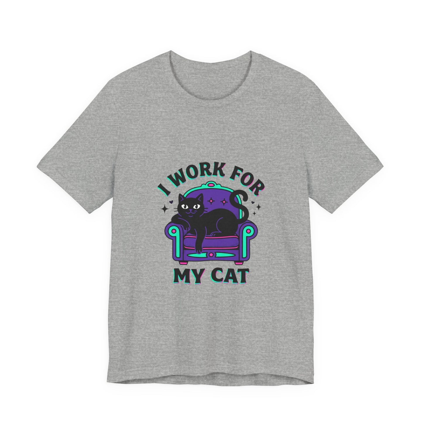 I Work For My Cat T-Shirt | funny cat shirt, black cat, meme cat