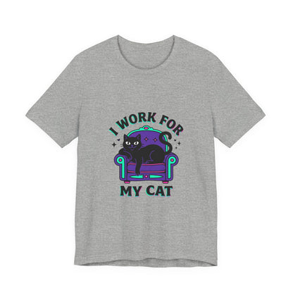 I Work For My Cat T-Shirt | funny cat shirt, black cat, meme cat