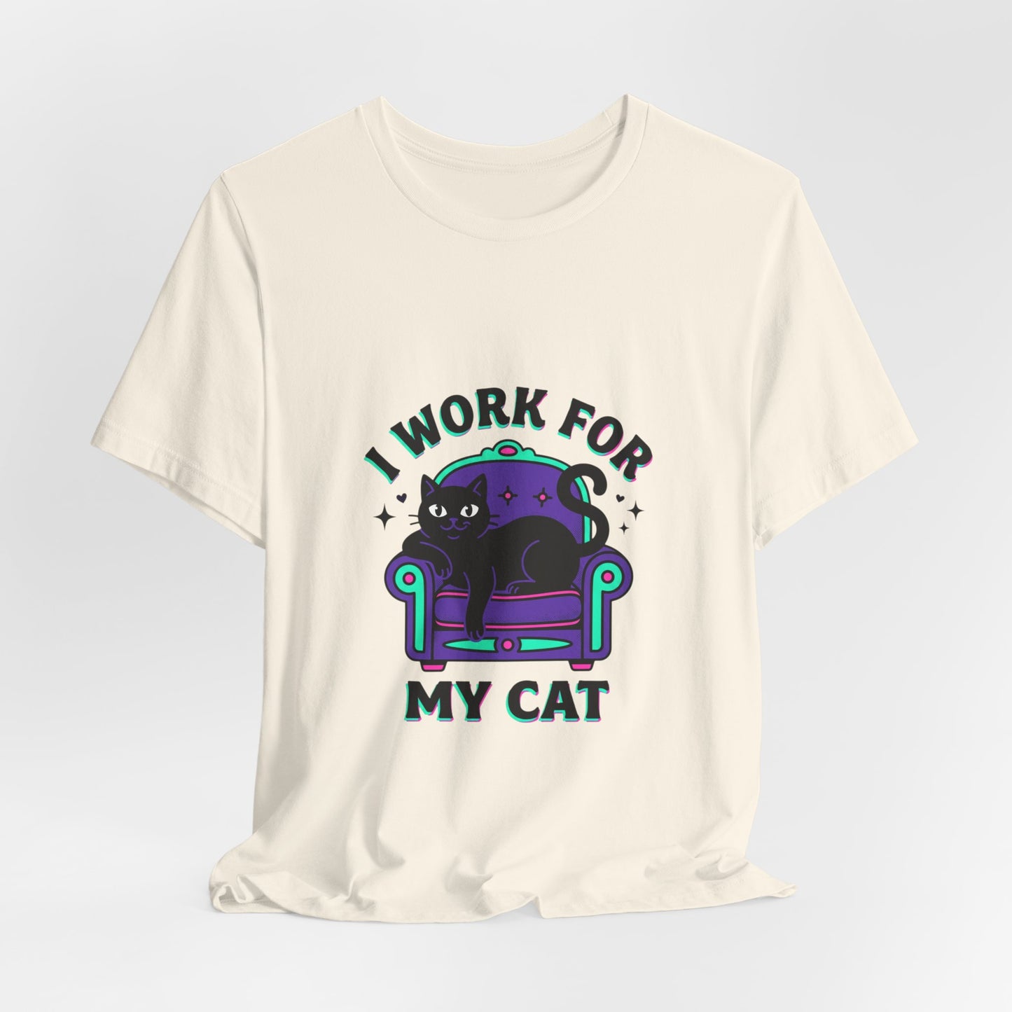 I Work For My Cat T-Shirt | funny cat shirt, black cat, meme cat