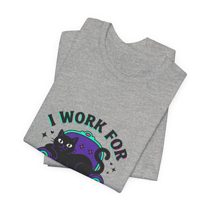 I Work For My Cat T-Shirt | funny cat shirt, black cat, meme cat