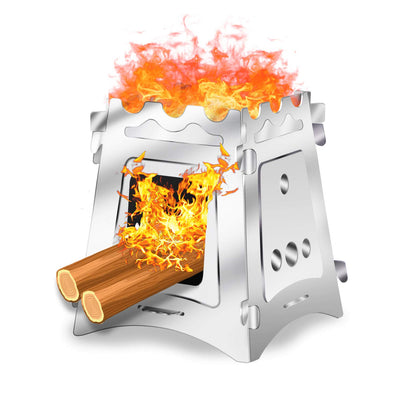 VODA Portable Wood Burning Camp Stove – Stainless Steel Backpacking Stove