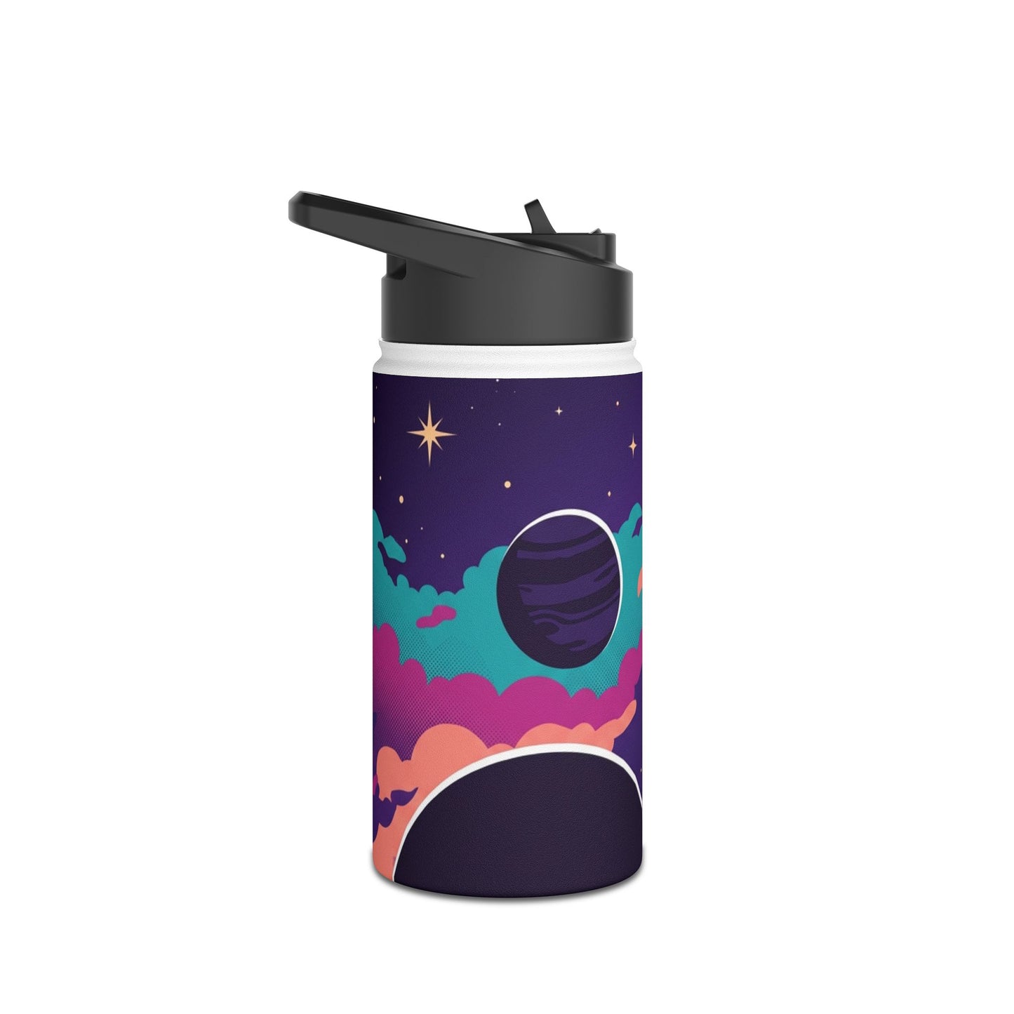 Cosmic Night Stainless Steel Water Bottle — Colorful Space Planets Design