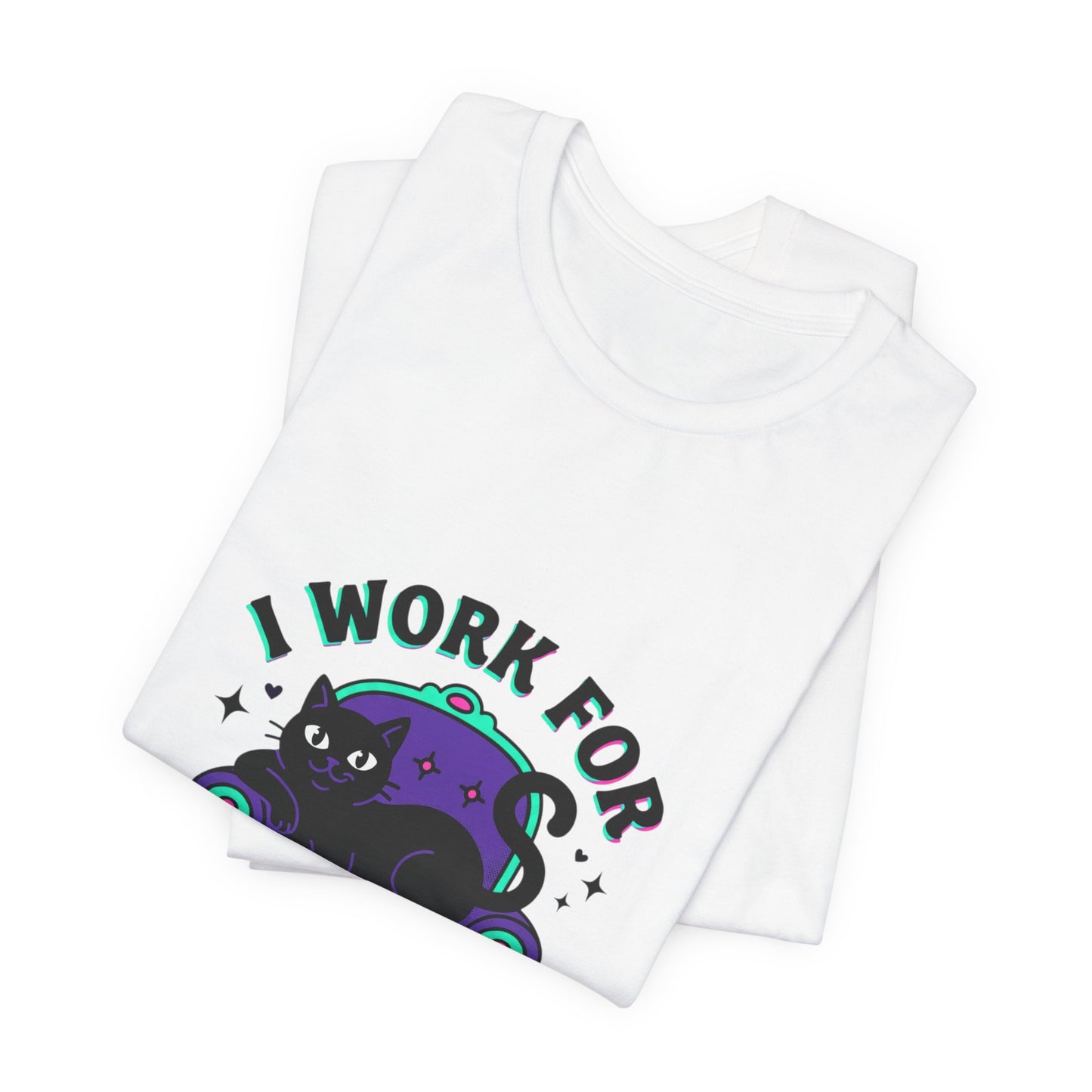 I Work For My Cat T-Shirt | funny cat shirt, black cat, meme cat