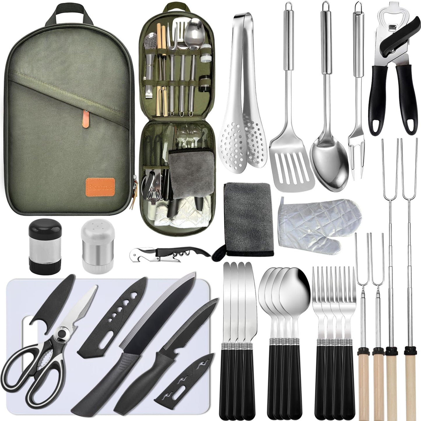 31-Piece Camping Cooking Set – Complete Camp Kitchen Utensils & Cookware
