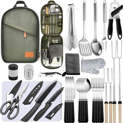31-Piece Camping Cooking Set – Complete Camp Kitchen Utensils & Cookware