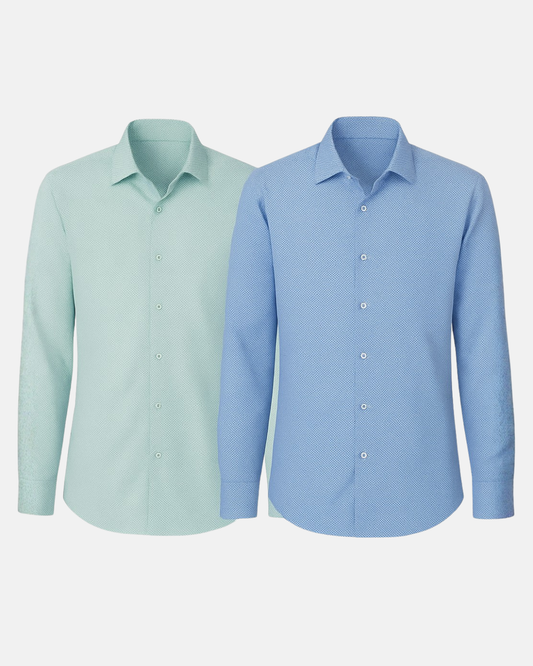 Studio Dot Dress Shirt 2-Pack - Teal/Blue