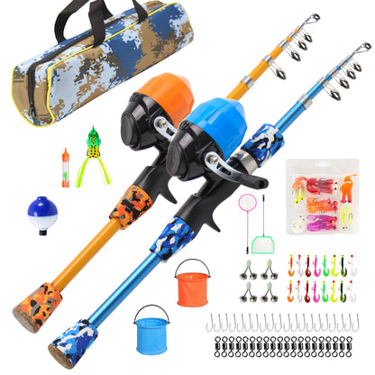 Kids Fishing Pole Set with Tackle Box, Bucket & Net – Beginner Gift