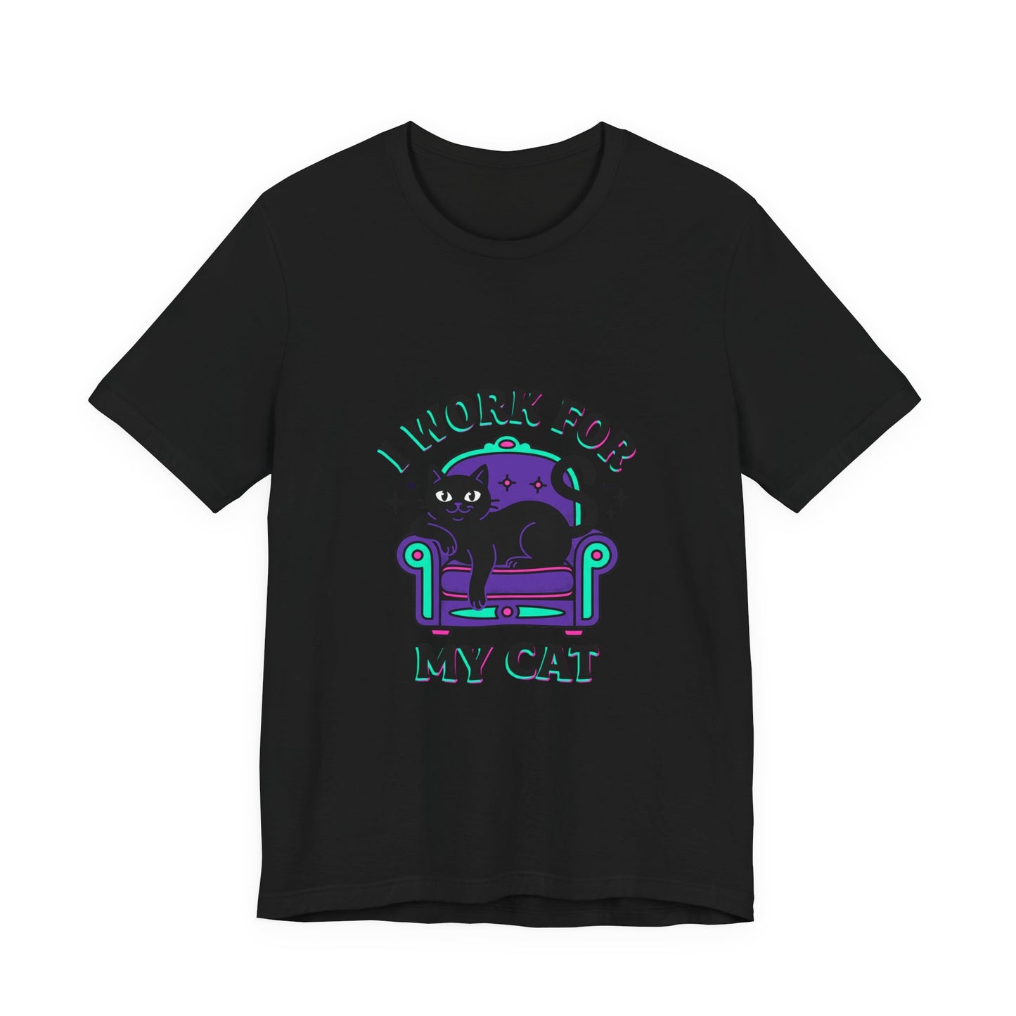 I Work For My Cat T-Shirt | funny cat shirt, black cat, meme cat