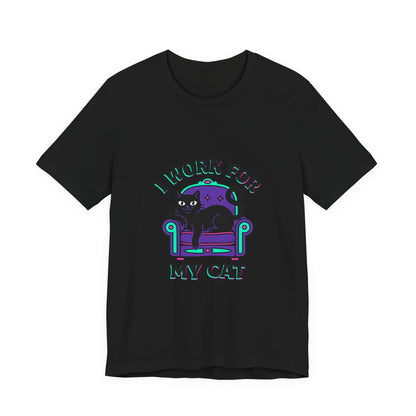 I Work For My Cat T-Shirt | funny cat shirt, black cat, meme cat