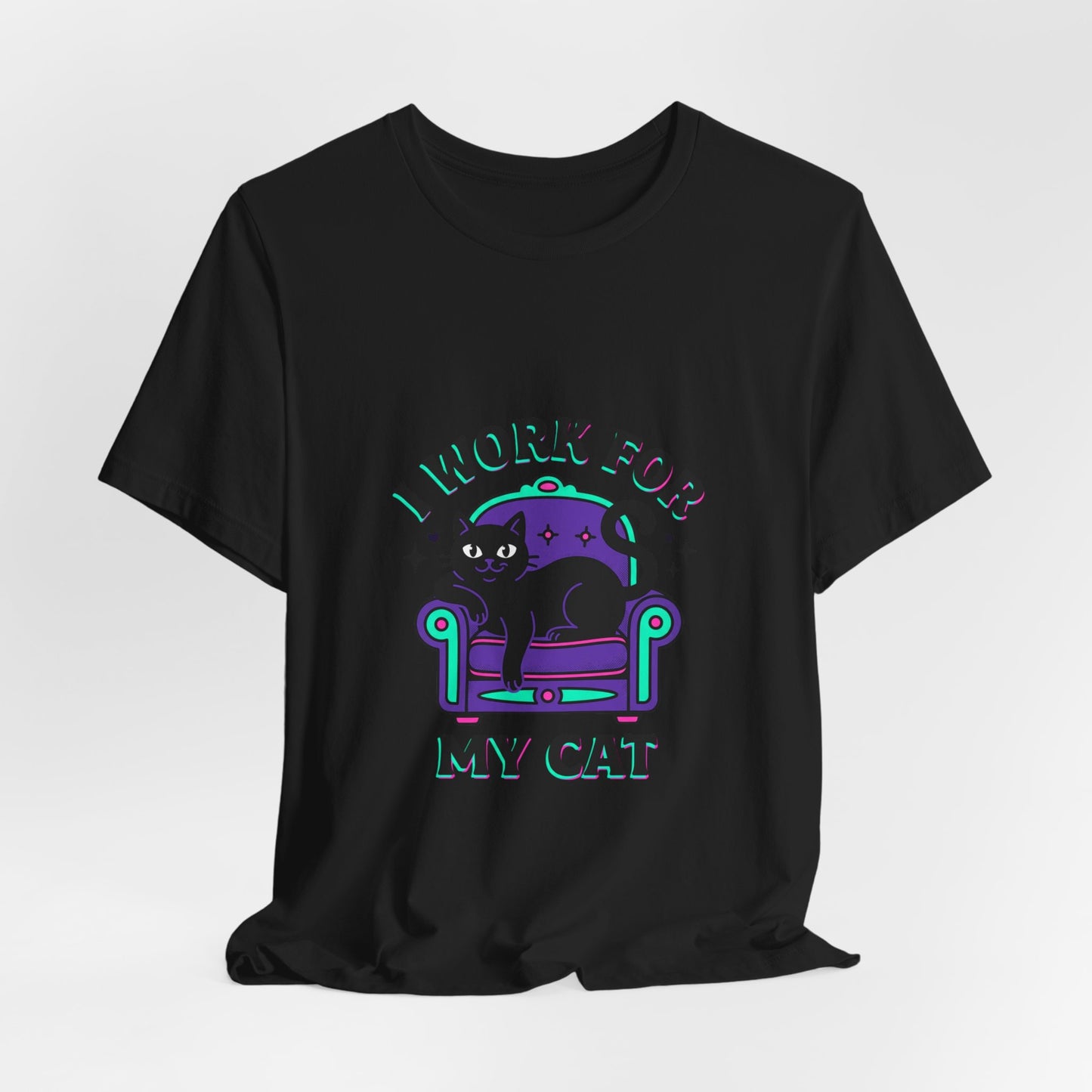 I Work For My Cat T-Shirt | funny cat shirt, black cat, meme cat