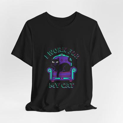 I Work For My Cat T-Shirt | funny cat shirt, black cat, meme cat