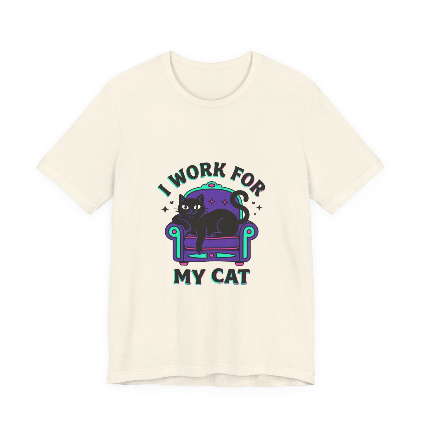 I Work For My Cat T-Shirt | funny cat shirt, black cat, meme cat
