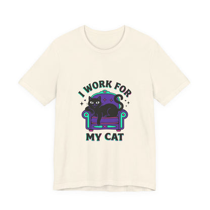 I Work For My Cat T-Shirt | funny cat shirt, black cat, meme cat