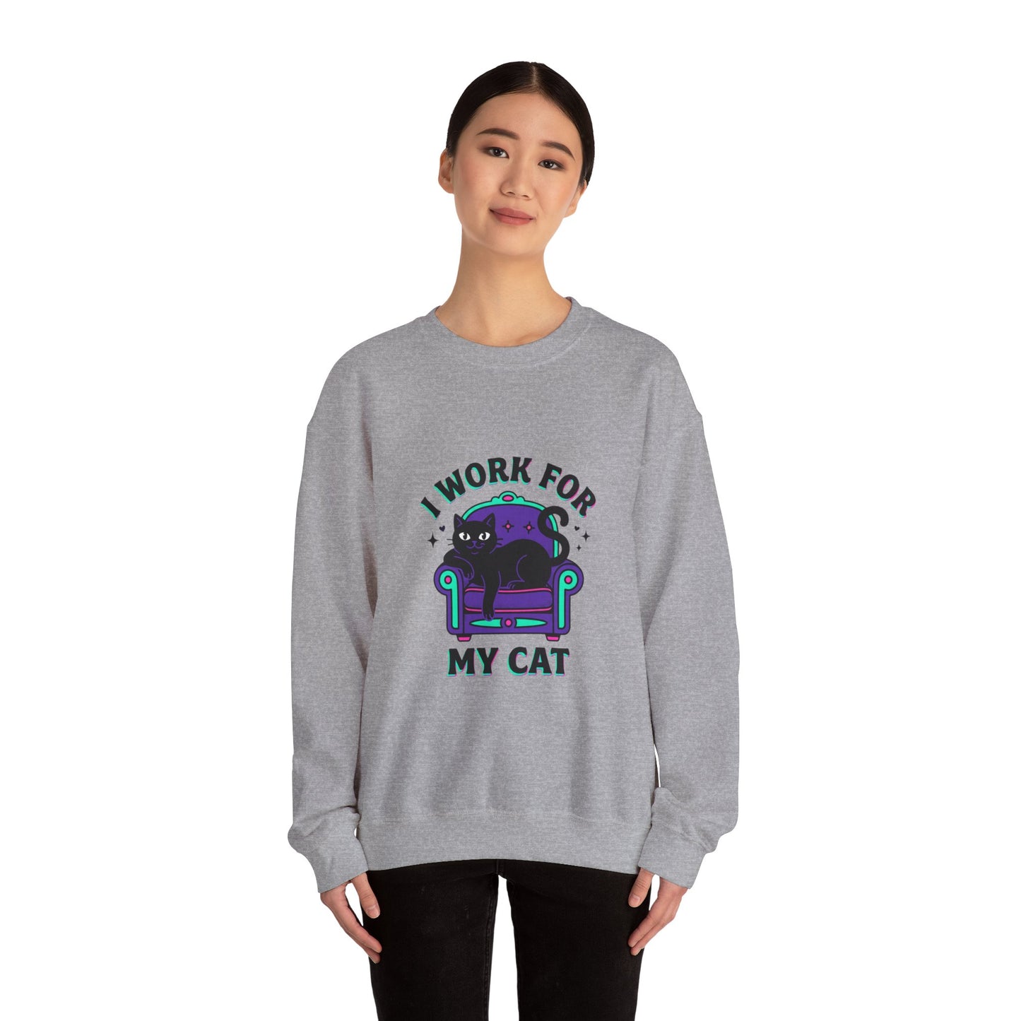 I Work For My Cat Sweatshirt | funny cat shirt, witchy cat