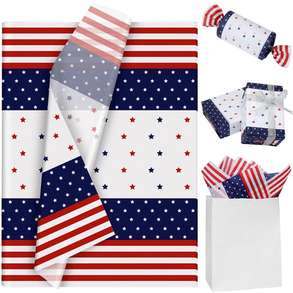 LOADSFUN 35 Sheets Tissue Paper for Gift Bags 19.5"x13.6" Gift Wrap Tissue Paper Bulk for 4th of July Memorial Day Festival Independence Day Party Art Crafts Tissue Paper for Packing Holiday Decor