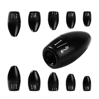 Tungsten Bullet Fishing Weights 3/16oz – 10-Pack Bass Sinkers
