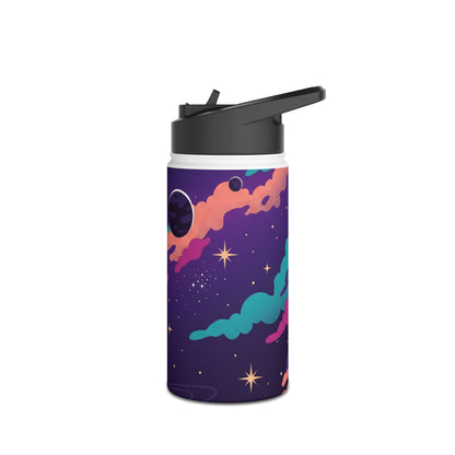 Cosmic Night Stainless Steel Water Bottle — Colorful Space Planets Design