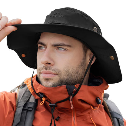TOP-EX Sun Hats Wide Brim Summer UPF 50+ Safari Hat Fishing Hiking Boonie Hats for Men Waterproof Black Large X-Large L XL Oversize