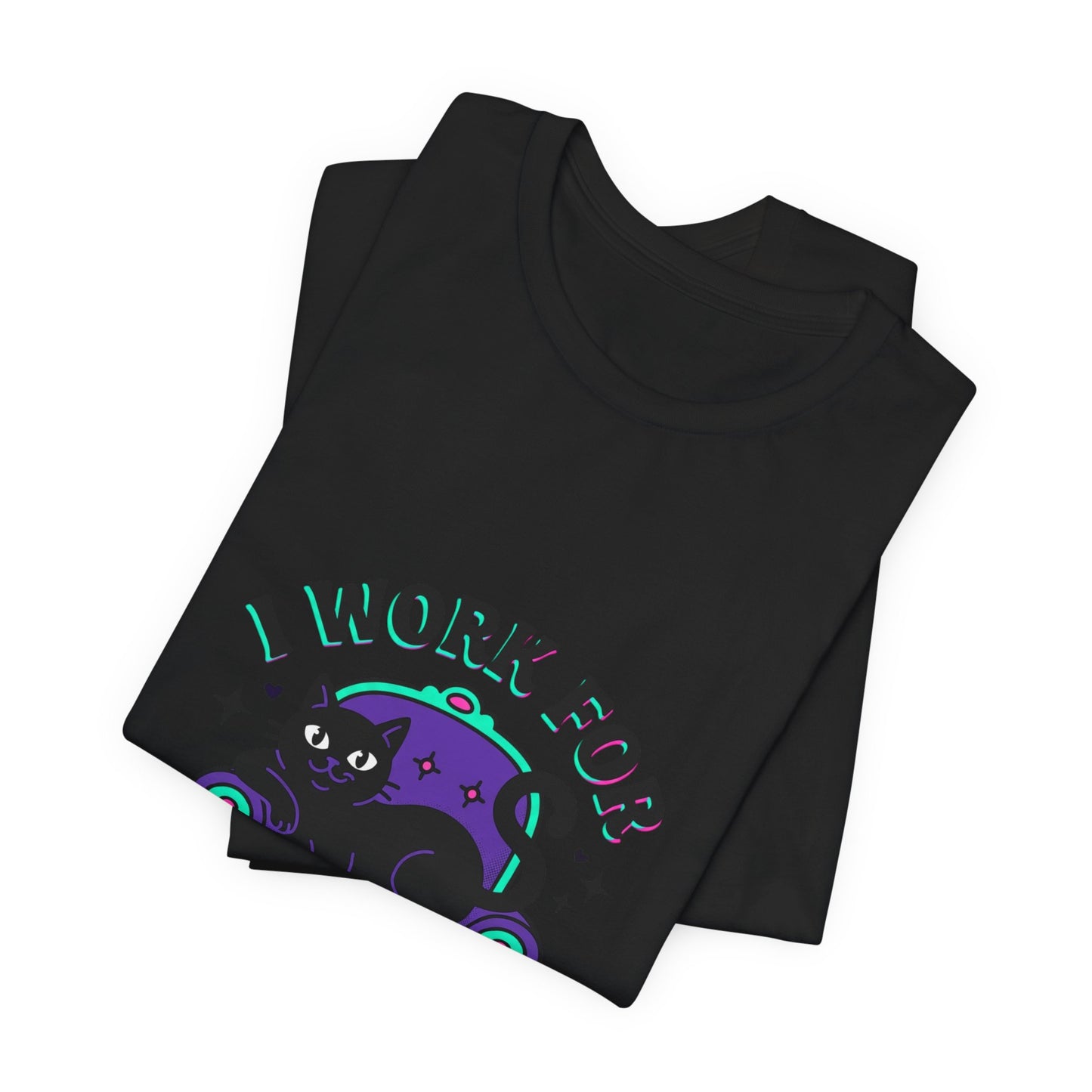 I Work For My Cat T-Shirt | funny cat shirt, black cat, meme cat