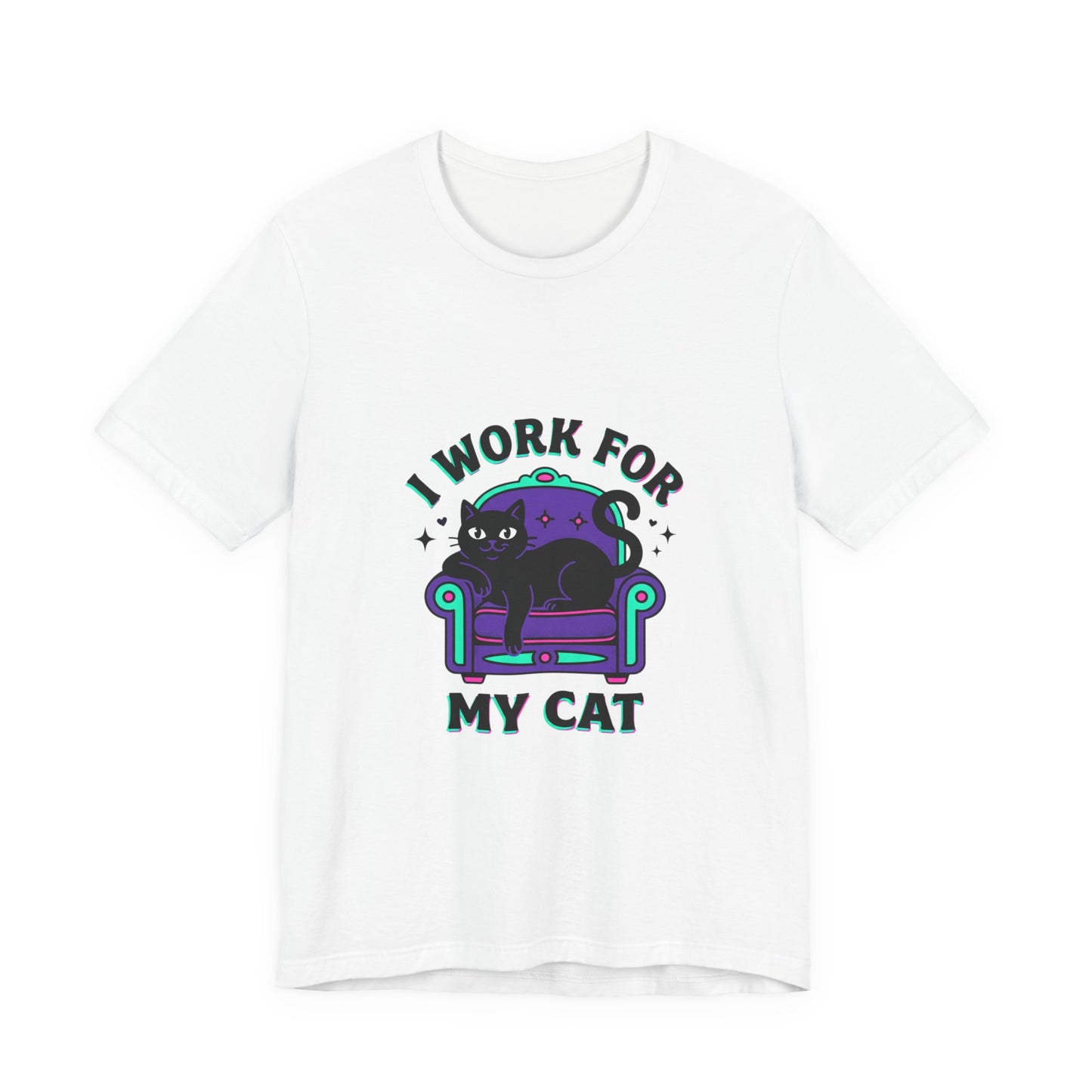 I Work For My Cat T-Shirt | funny cat shirt, black cat, meme cat