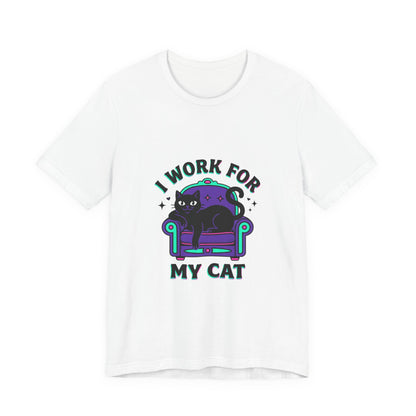 I Work For My Cat T-Shirt | funny cat shirt, black cat, meme cat