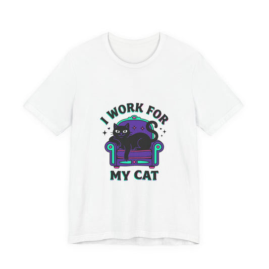 I Work For My Cat T-Shirt | funny cat shirt, black cat, meme cat