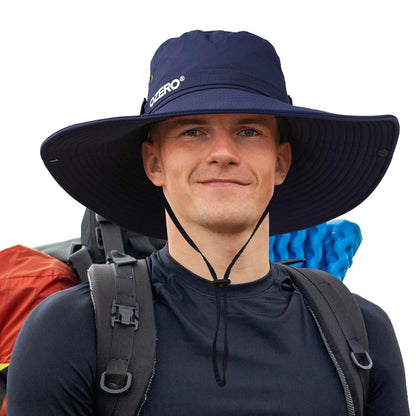 OZERO Fishing Hat for Men: Wide Brim Women Sun Hat Breathable Bucket Hats Dark Blue