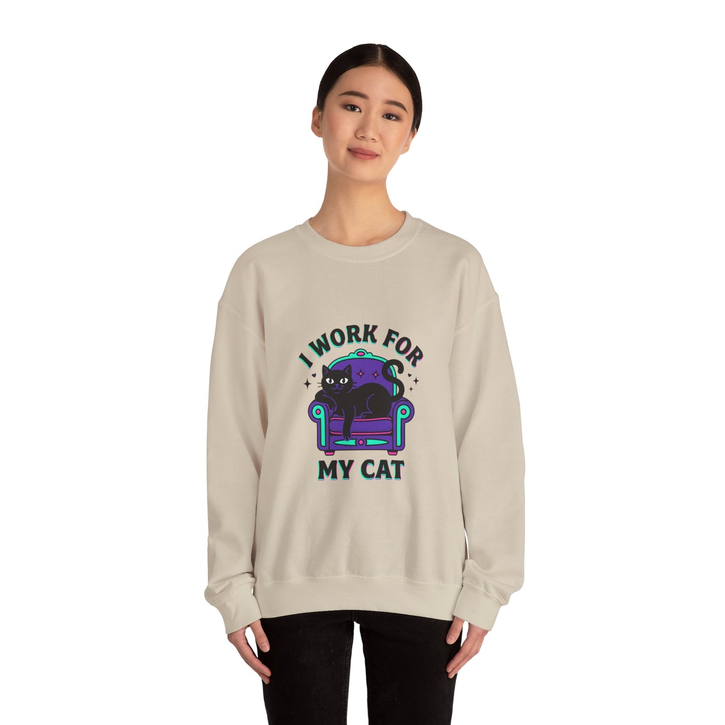 I Work For My Cat Sweatshirt | funny cat shirt, witchy cat