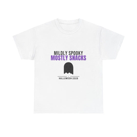 Mildly Spooky Mostly Snacks Tee | Funny Halloween Ghost