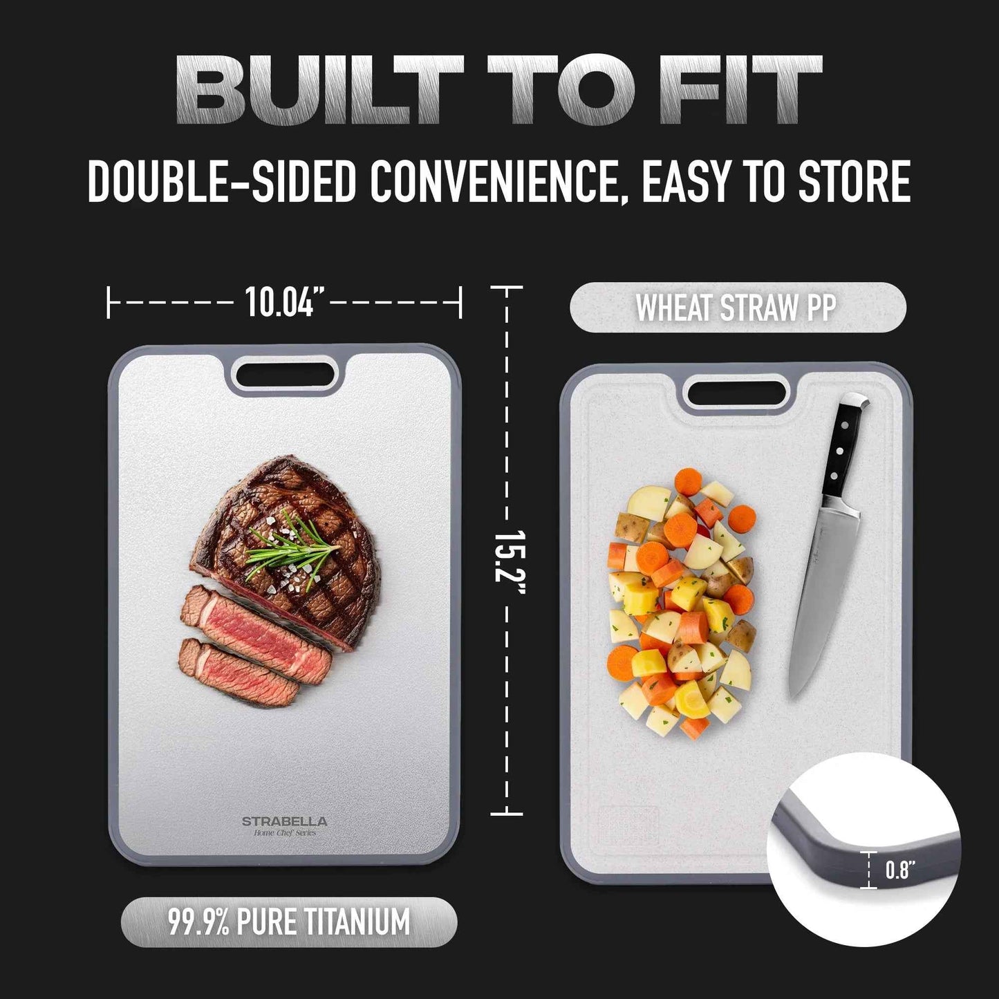 Strabella Titanium Cutting Board - Antibacterial and Scratch Resistant Holiday Gift Set