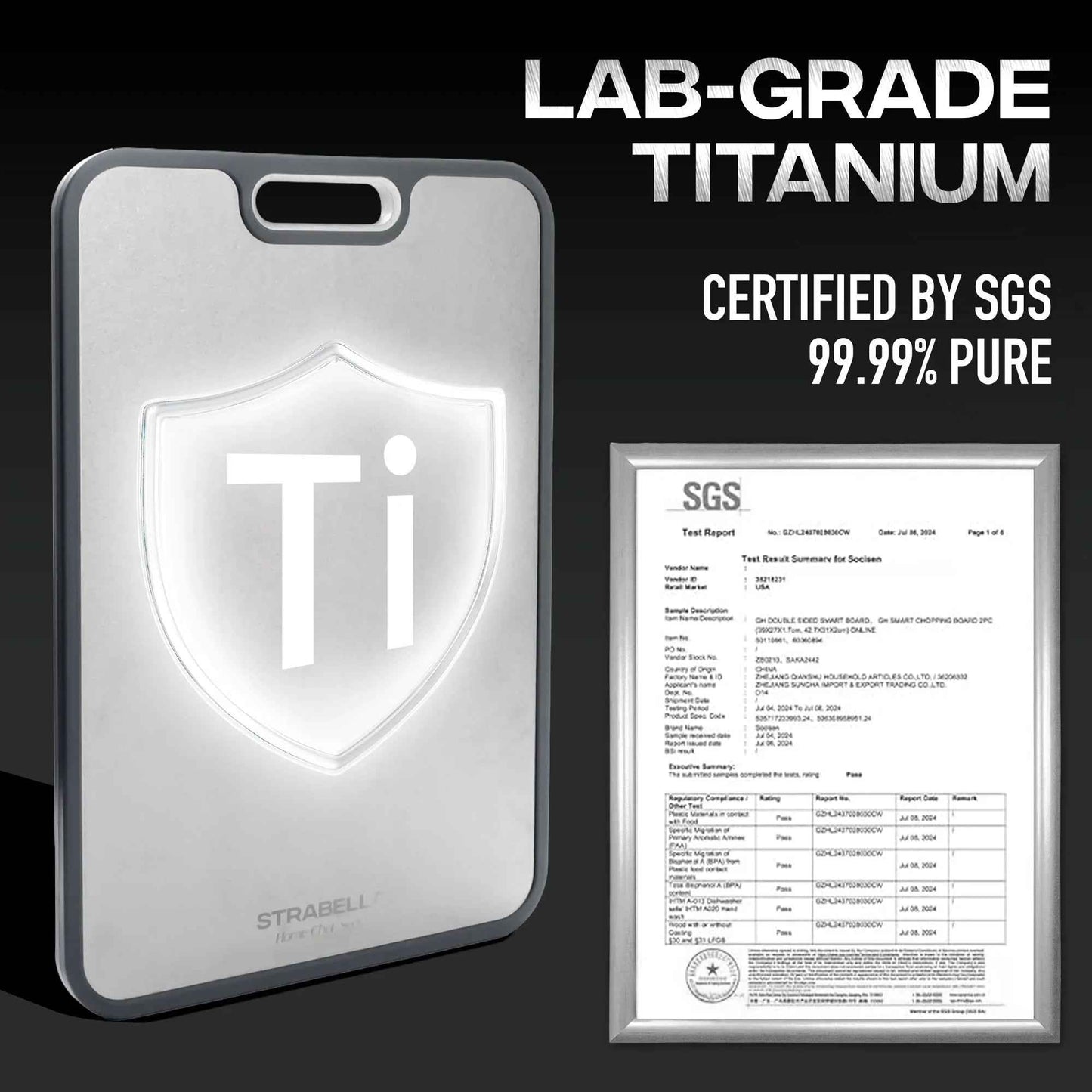 Strabella Titanium Cutting Board - Antibacterial and Scratch Resistant Holiday Gift Set