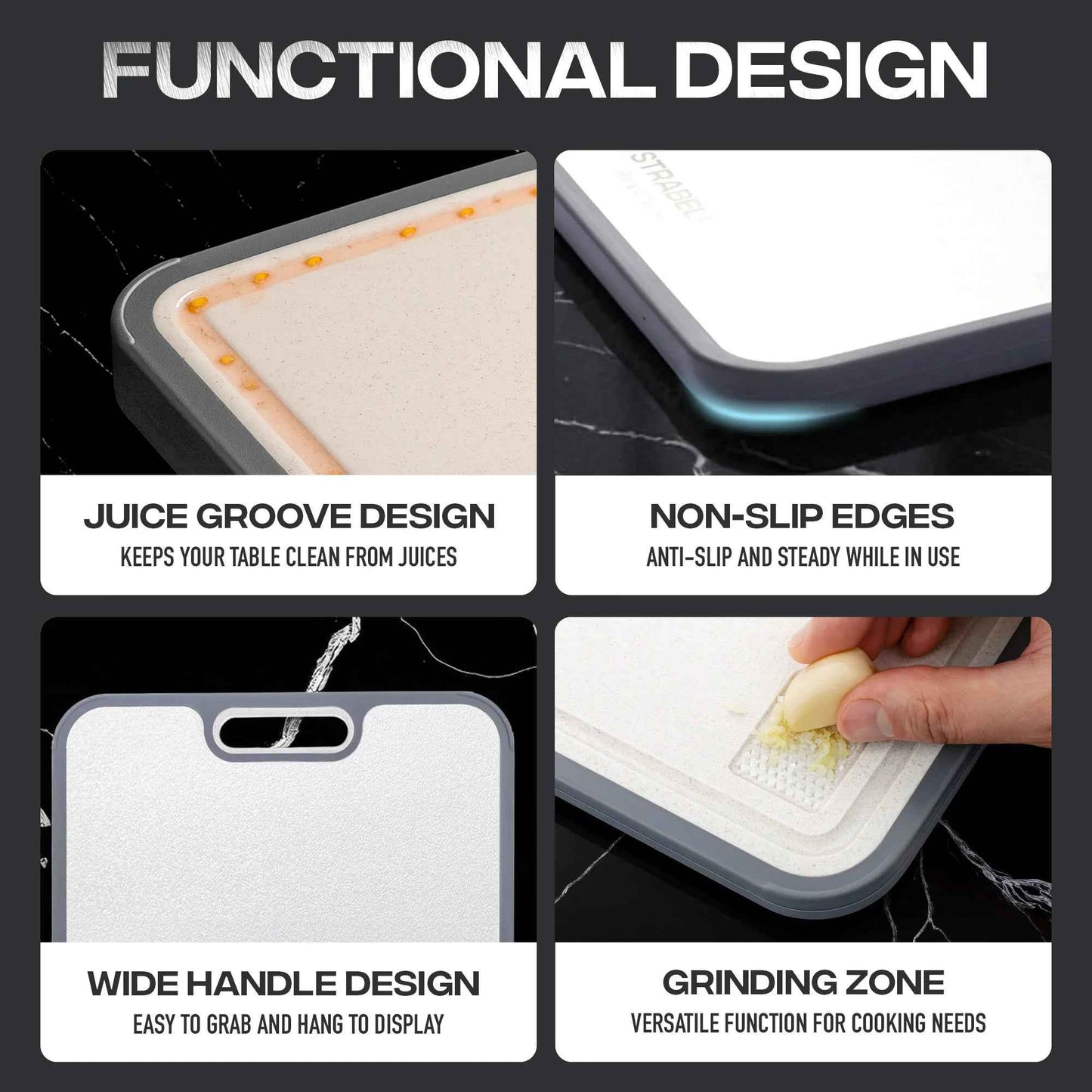 Strabella Titanium Cutting Board - Antibacterial and Scratch Resistant Holiday Gift Set