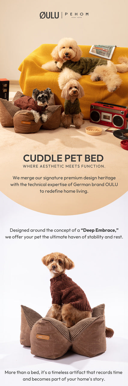OULU X PEHOM - CUDDLE PET PILLOW BED- Navy Blue / Olive Green / Canyon Brown