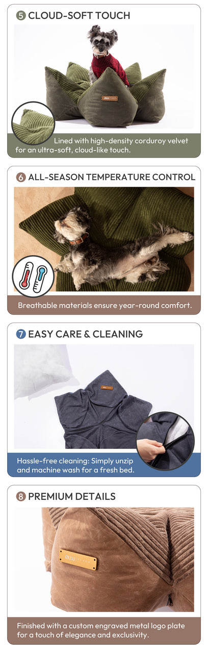 OULU X PEHOM - CUDDLE PET PILLOW BED- Navy Blue / Olive Green / Canyon Brown